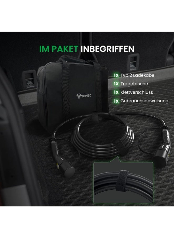 جونيو كابل شحن اي في/بي اتش اي في نوع 2 إلى النوع 2 مينيكس مود 3 بقدرة 22 كيلووات و32 امبير وطول 7 متر و3 مراحل وشنطة تخزين للسيارة الكهربائية S/3/X/Y من جونيو - Image 3